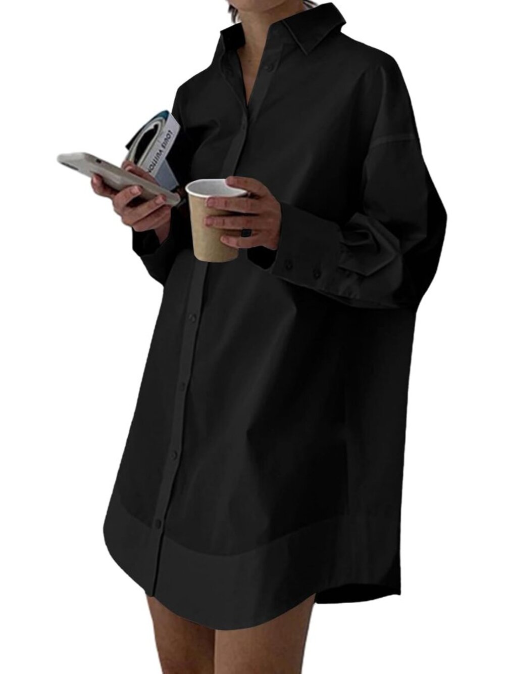 Women's V Neck Casual Shirt Dress